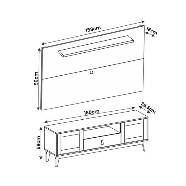 Imagem de Conjunto Sala Rack e Painel Esmeralda com Aparador Diamante