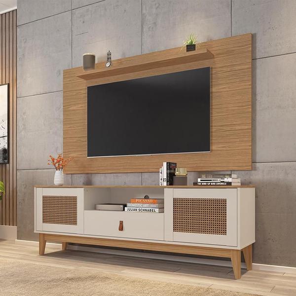 Conjunto Sala Rack Painel Esmeralda com Pés Madeira Maciça - Loja DoceLar Imagem de Conjunto Sala Rack Painel Esmeralda com Pés Madeira Maciça