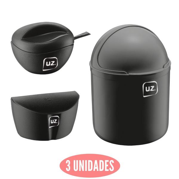 Imagem de Conjunto Saleiro, Açucareiro e Lixeira Gourmet Preto UZ