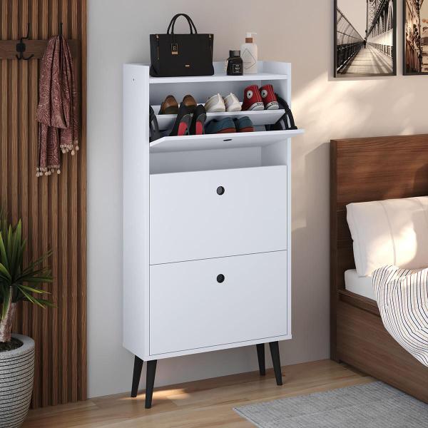 Imagem de Conjunto Sapateira Vertical 3 Gavetas Basculantes Dark e Mesa de Cabeceira Pequena Mesinha Nicho Organizador Decoração Quarto Dream - RPM