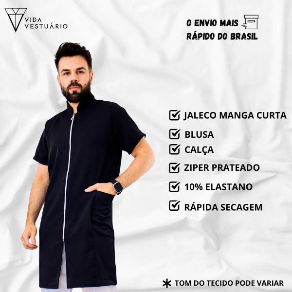 Imagem de Conjunto Scrub Pijama Cirurgico Masculino+Jaleco Manga Curta