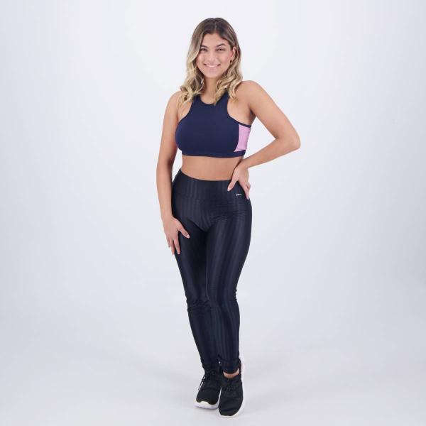 Imagem de Conjunto Selene Top Com Bojo + Legging Preto e Marinho