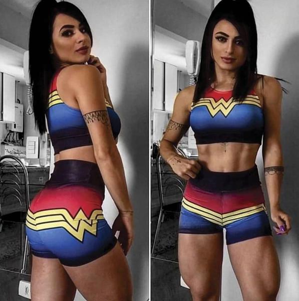 Imagem de Conjunto  short  e  top  mulher maravilha  red  blue  sem  cinto