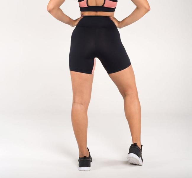 Imagem de Conjunto Short E Top Roupa De Academia Fitness Feminino Poliamida Preto com Rosê Estilo Sempre