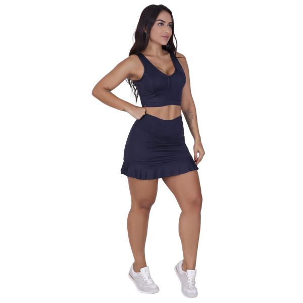 Imagem de Conjunto Short Saia e Top Cropped Fitness Poliamida Suplex Light