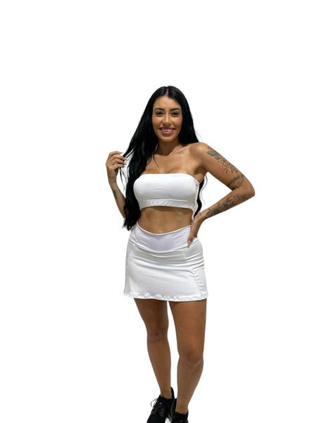 Imagem de conjunto short saia e top faixa sem bojo feminino TB moda fitness