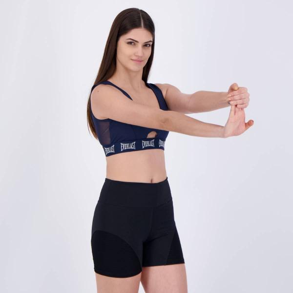 Imagem de Conjunto Shorts e Top Everlast Basic Feminino Preto e Azul Marinho