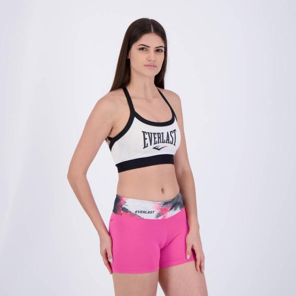 Imagem de Conjunto Shorts e Top Everlast Basic II Feminino Rosa e Branco