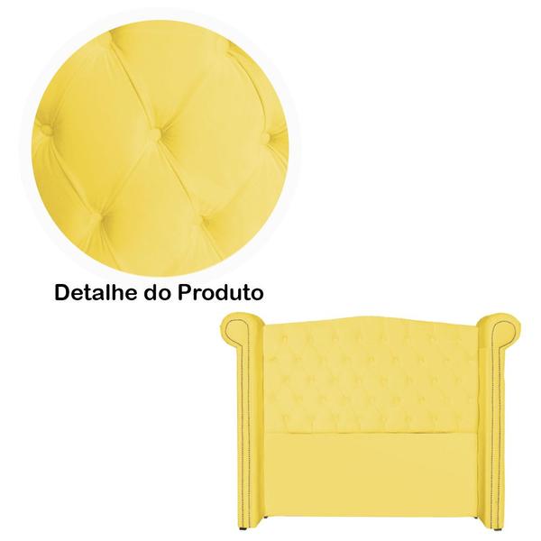 Imagem de Conjunto Sienna Cabeceira e Recamier Casal 140 Cm Corano Amarelo - DL DECOR