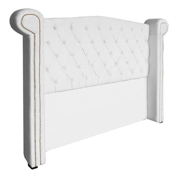 Imagem de Conjunto Sienna Cabeceira e Recamier Casal 140 Cm Suede Branco - DL DECOR