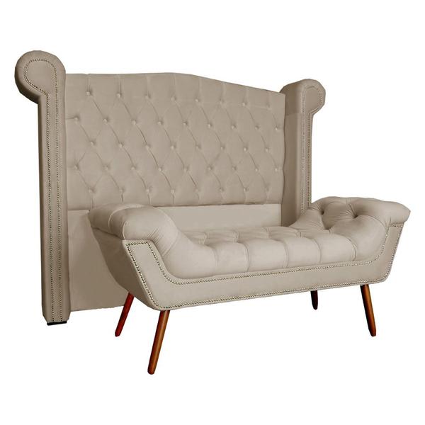 Imagem de Conjunto Sienna Cabeceira e Recamier Casal 140 Cm Suede Cappuccino - DL DECOR