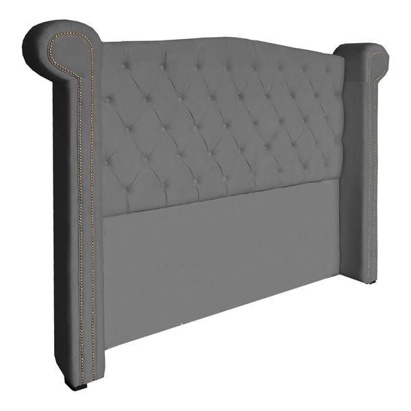 Imagem de Conjunto Sienna Cabeceira e Recamier Casal 140 Cm Suede Cinza - DL DECOR