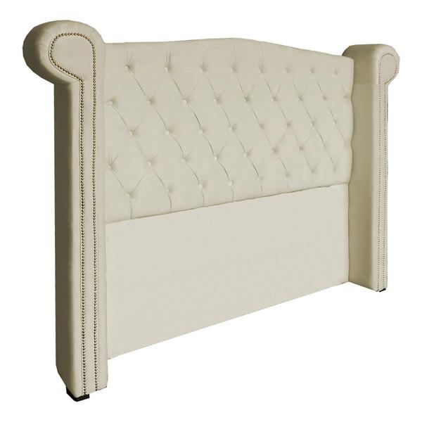 Imagem de Conjunto Sienna Cabeceira e Recamier Casal 140 Cm Suede Marfim - DL DECOR