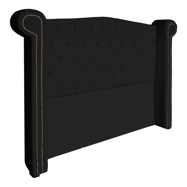 Imagem de Conjunto Sienna Cabeceira e Recamier Casal 140 Cm Suede Preto - LM DECOR