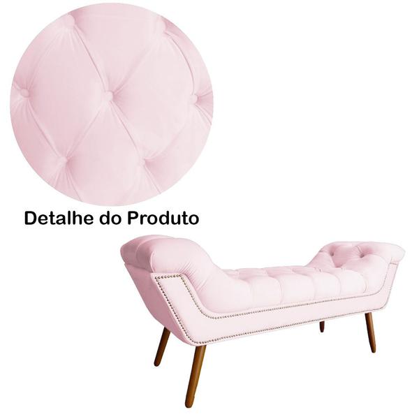 Imagem de Conjunto Sienna Cabeceira e Recamier Casal 140 Cm Suede Rosa Bebe - LM DECOR