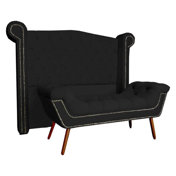 Imagem de Conjunto Sienna Cabeceira e Recamier King 195 Cm Corano Preto - DL DECOR