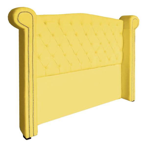 Imagem de Conjunto Sienna Cabeceira e Recamier King 195 Cm Suede Amarelo - DL DECOR