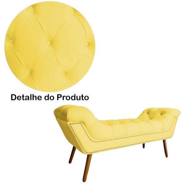 Imagem de Conjunto Sienna Cabeceira e Recamier King 195 Cm Suede Amarelo - DL DECOR