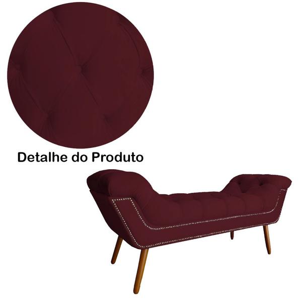 Imagem de Conjunto Sienna Cabeceira e Recamier King 195 Cm Suede Vermelho Bordo - LM DECOR