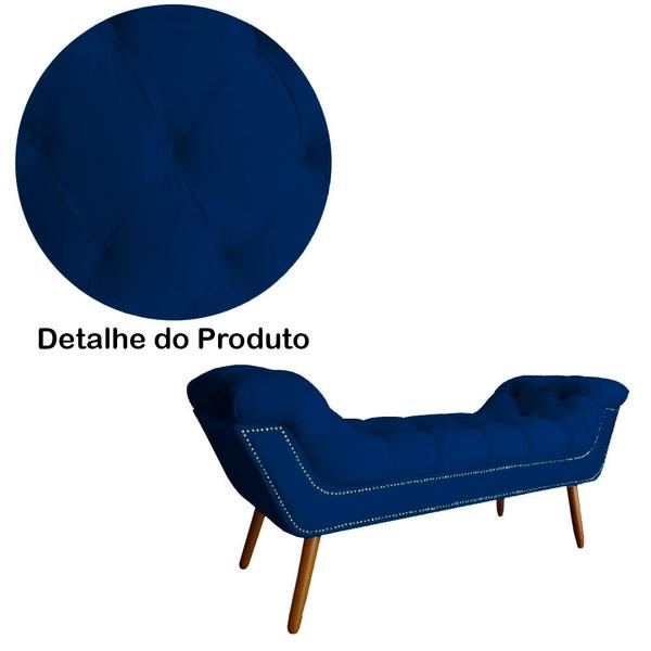 Imagem de Conjunto Sienna Cabeceira e Recamier Queen 160 Cm Suede Azul Marinho - LM DECOR