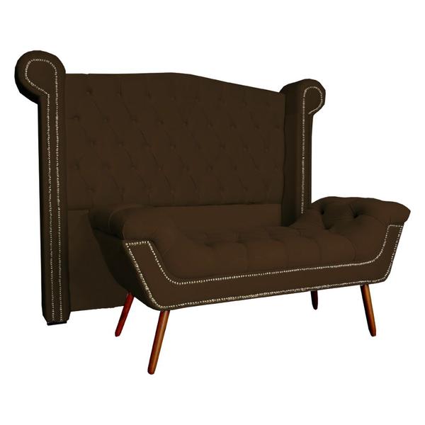 Imagem de Conjunto Sienna Cabeceira e Recamier Queen 160 Cm Suede Marrom - LM DECOR