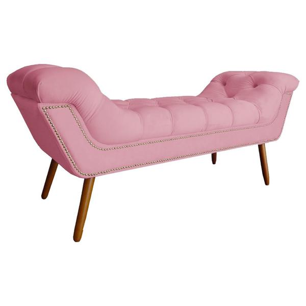 Imagem de Conjunto Sienna Cabeceira e Recamier Queen 160 Cm Suede Rosa Barbie - LM DECOR