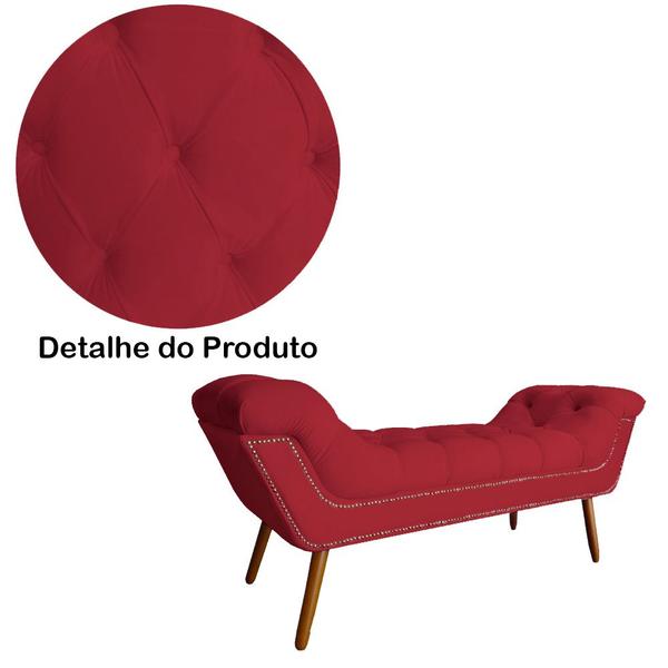 Imagem de Conjunto Sienna Cabeceira e Recamier Queen 160 Cm Suede Vermelho - LM DECOR