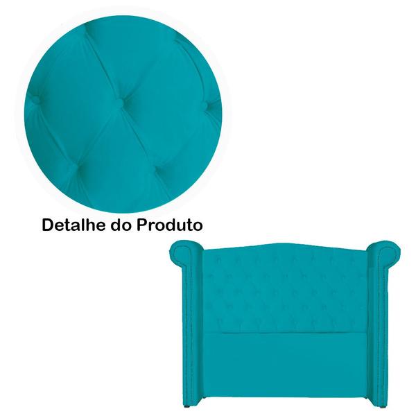 Imagem de Conjunto Sienna Cabeceira e Recamier Solteiro 90 Cm Suede Azul Turquesa - DL DECOR