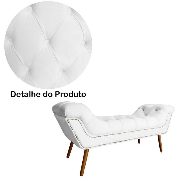 Imagem de Conjunto Sienna Cabeceira e Recamier Solteiro 90 Cm Suede Branco - DL DECOR