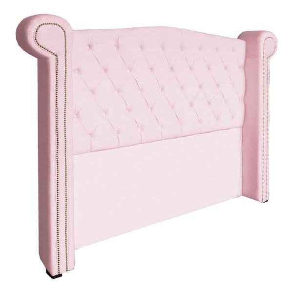 Imagem de Conjunto Sienna Cabeceira e Recamier Solteiro 90 Cm Suede Rosa Bebe - LM DECOR