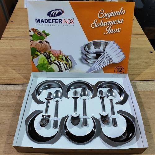 Imagem de Conjunto Sobremesa 12 Peças Jogo Potes Colher Inox Cozinha