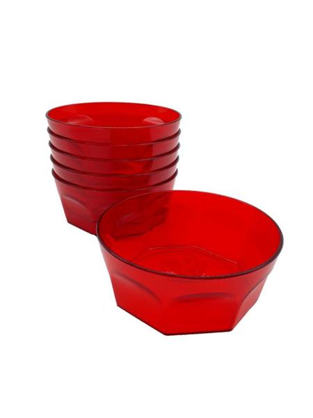 Imagem de Conjunto Sobremesa Oitavado Saladeira 7 Peças Vermelho