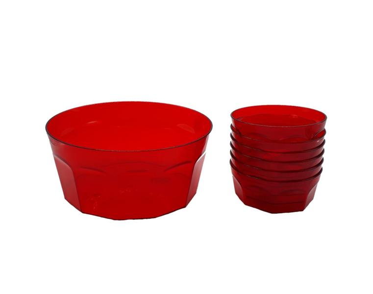 Imagem de Conjunto Sobremesa Oitavado Saladeira 7 Peças Vermelho