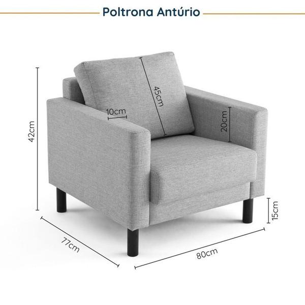 Imagem de Conjunto Sofá 2 Lugares com USB e 2 Poltronas em Linho Antúrio CabeCasa MadeiraMadeira