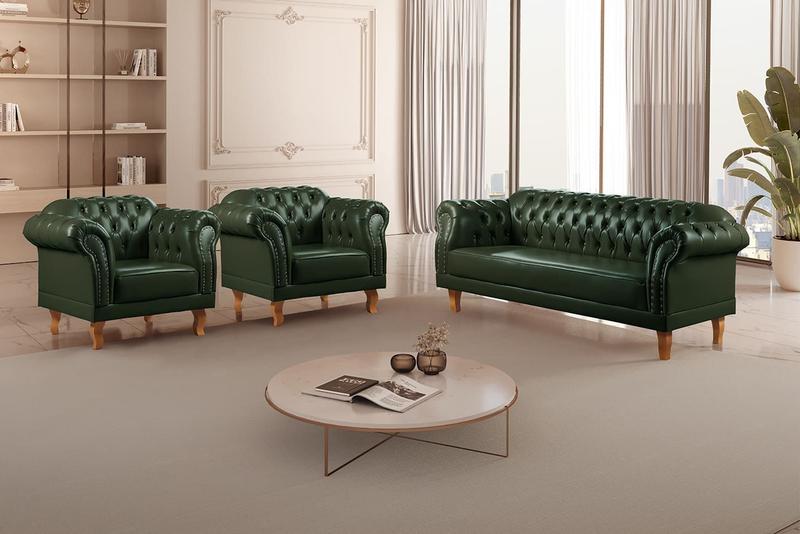 Imagem de Conjunto Sofá Chesterfield 3 Lugares + 2 Poltronas