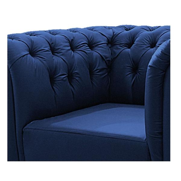 Imagem de Conjunto Sofá Namoradeira e Poltrona Cadeira Capitonê Chesterfield Suede Azul Marinho Recepção Sala de Estar Escritório Consultório - AM Decor