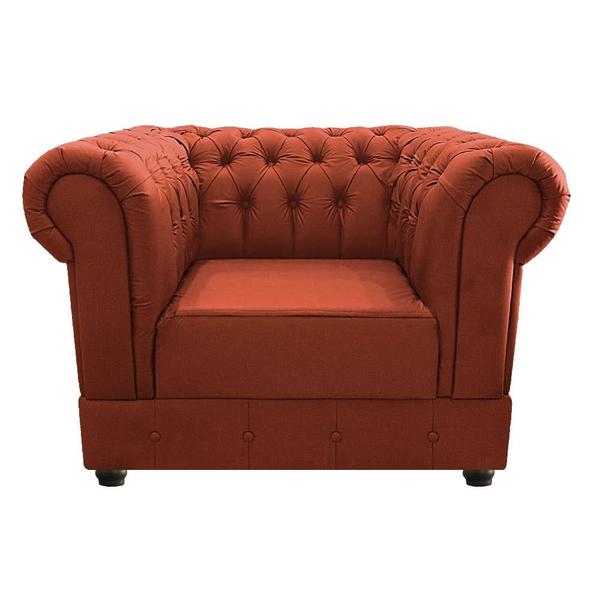 Imagem de Conjunto Sofá Namoradeira e Poltrona Capitonê Chesterfield Suede Terracota Recepção Sala de Estar - AM Decor