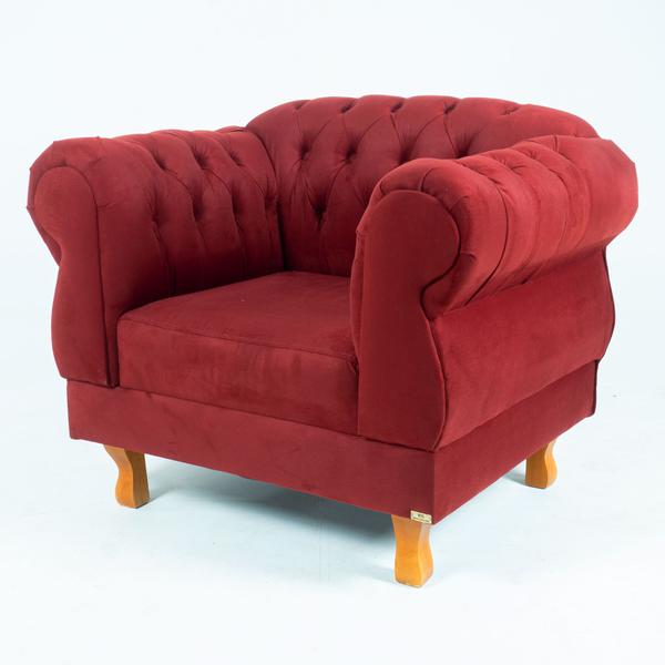 Imagem de Conjunto Sofá Namoradeira Elisabeth Chesterfield Capitone Suede Vermelho Decorativa /  Sala, Tv, Estar, Recepção