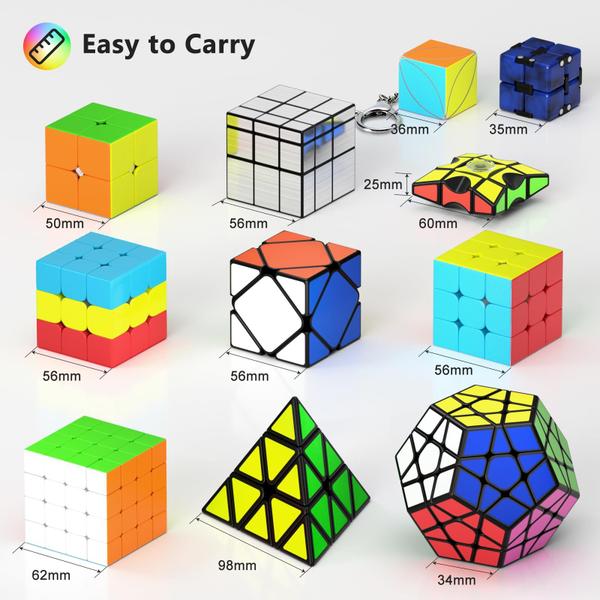 Conjunto Speed Cube Vdealen, pacote com 12, 2x2, 3x3, 4x4, dodecaedro de pirâmide Imagem de Conjunto Speed Cube Vdealen, pacote com 12, 2x2, 3x3, 4x4, dodecaedro de pirâmide