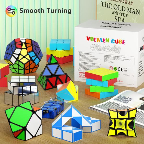 Conjunto Speed Cube Vdealen, pacote com 12, 2x2, 3x3, 4x4, dodecaedro de pirâmide Imagem de Conjunto Speed Cube Vdealen, pacote com 12, 2x2, 3x3, 4x4, dodecaedro de pirâmide