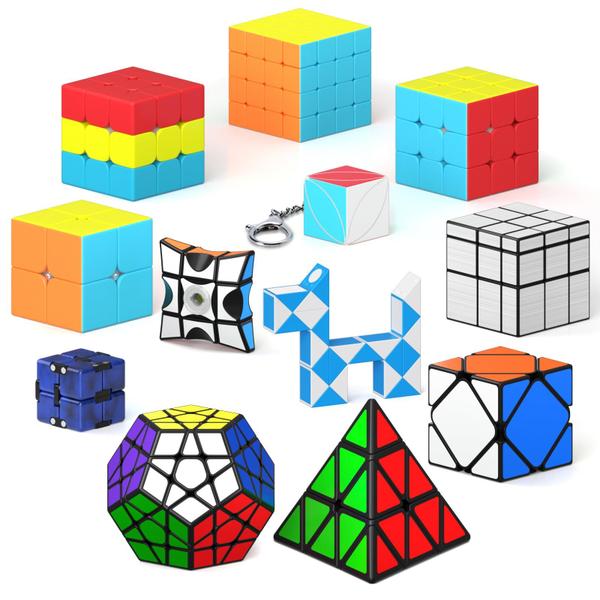Conjunto Speed Cube Vdealen, pacote com 12, 2x2, 3x3, 4x4, dodecaedro de pirâmide Imagem de Conjunto Speed Cube Vdealen, pacote com 12, 2x2, 3x3, 4x4, dodecaedro de pirâmide