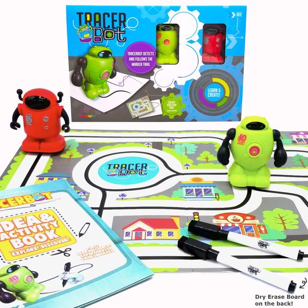 Imagem de Conjunto STEM Toy MUKIKIM TracerBot, mini robô indutivo, 2 robôs