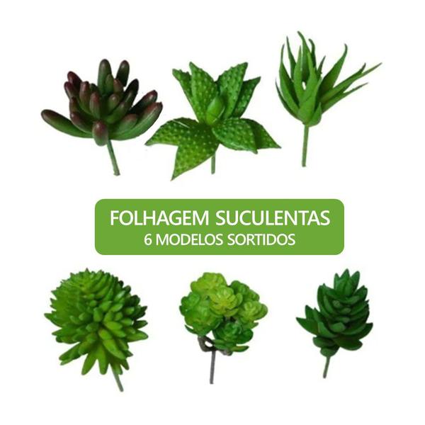 Imagem de Conjunto Suculentas Sortidas Verde Artificial Permanente 10cm Florarte