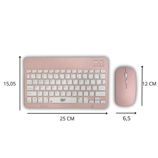 Imagem de Conjunto Teclado C/ Mouse Bluetooth S/ Fio Colorido Wireless