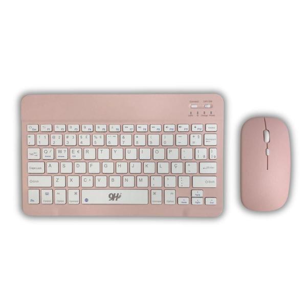 Imagem de Conjunto Teclado Com Mouse Bluetooth Sem Fio Coloridos Wireless