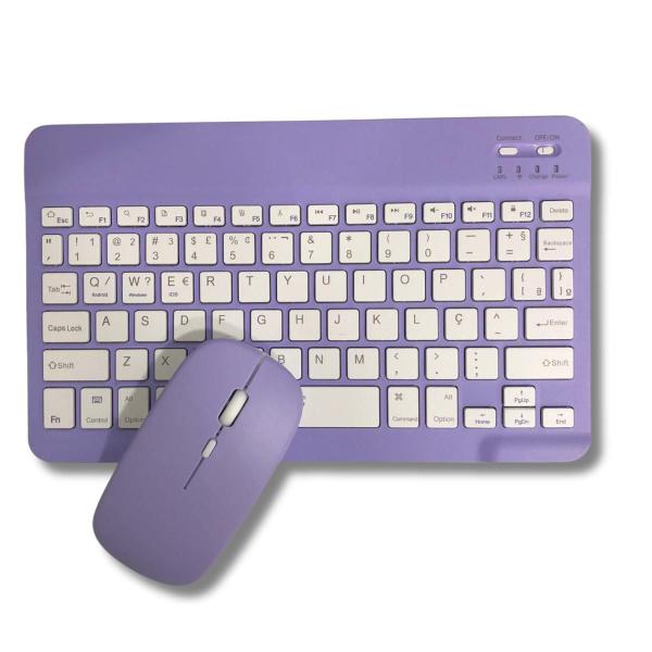 Imagem de Conjunto Teclado Com Mouse Bluetooth Sem Fio Coloridos Wireless