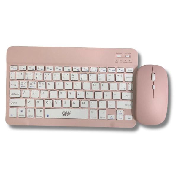 Imagem de Conjunto Teclado Com Mouse Bluetooth Sem Fio Coloridos Wireless