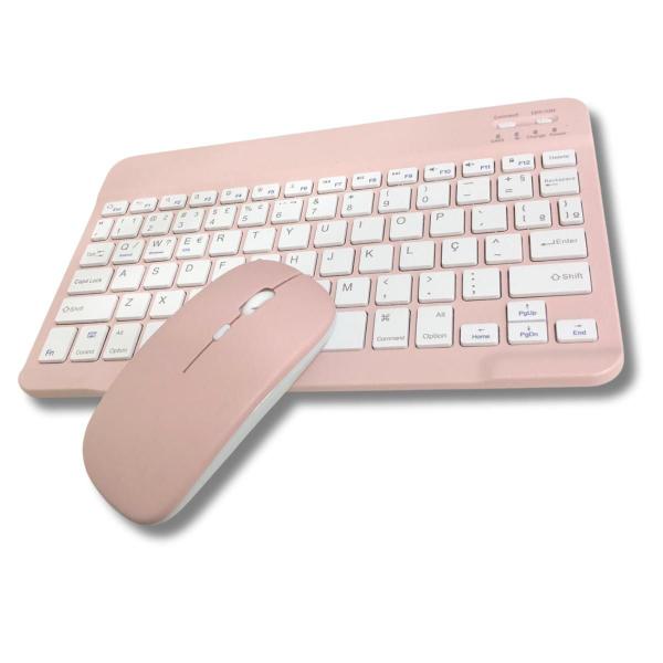 Imagem de Conjunto Teclado Com Mouse Bluetooth Sem Fio Coloridos Wireless