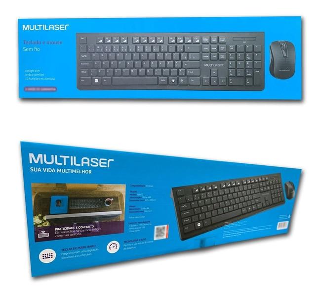 Imagem de conjunto teclado mouse sem fio usb portatil multilaser tc212 abnt2 ptbr trabalho empresa computador