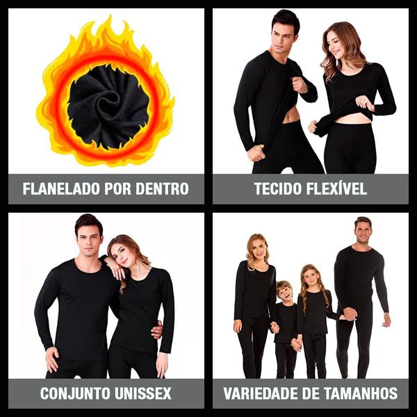 Imagem de Conjunto Térmico Kit Frio Blusa Calça segunda Pele Inverno + Gorro + Luva Touch screen Masculino Feminino